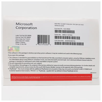 Microsoft Windows 10 Pro 64-Bit OEM Software DVD And Key Sticker Enterprise Version