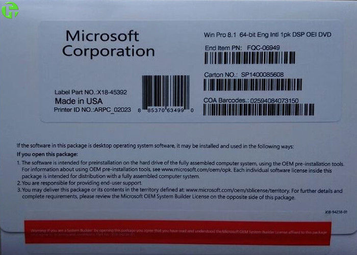 Windows 10 Home Pack Retail Windows 8.1 Pro OEM Original Key COA Sticker