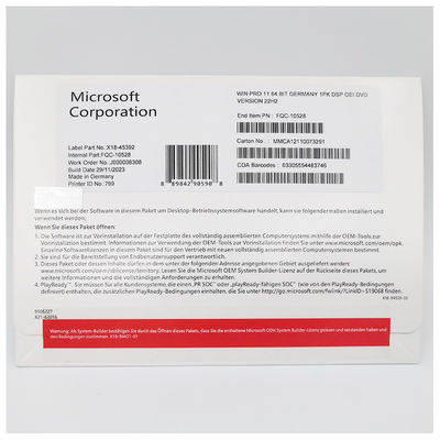 Επίσημη Microsoft Windows 11 Pro Γερμανικό DVD OEM System Builder 64-bit Άδεια για επαγγελματική χρήση
